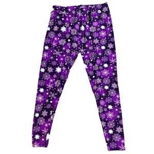 Eevee Purple Snowflake Galaxy Leggings Plus Size 3X-5X Holiday Winter Christmas